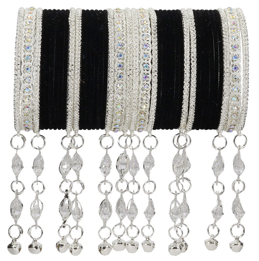 Elegant Velvet & Latkan Bangles – Festive Party Wear Collection -Pack of -40