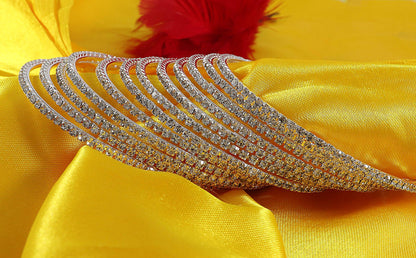 12-Piece Silver Crystal Stone Bangles – Elegant Party & Bridal Wear