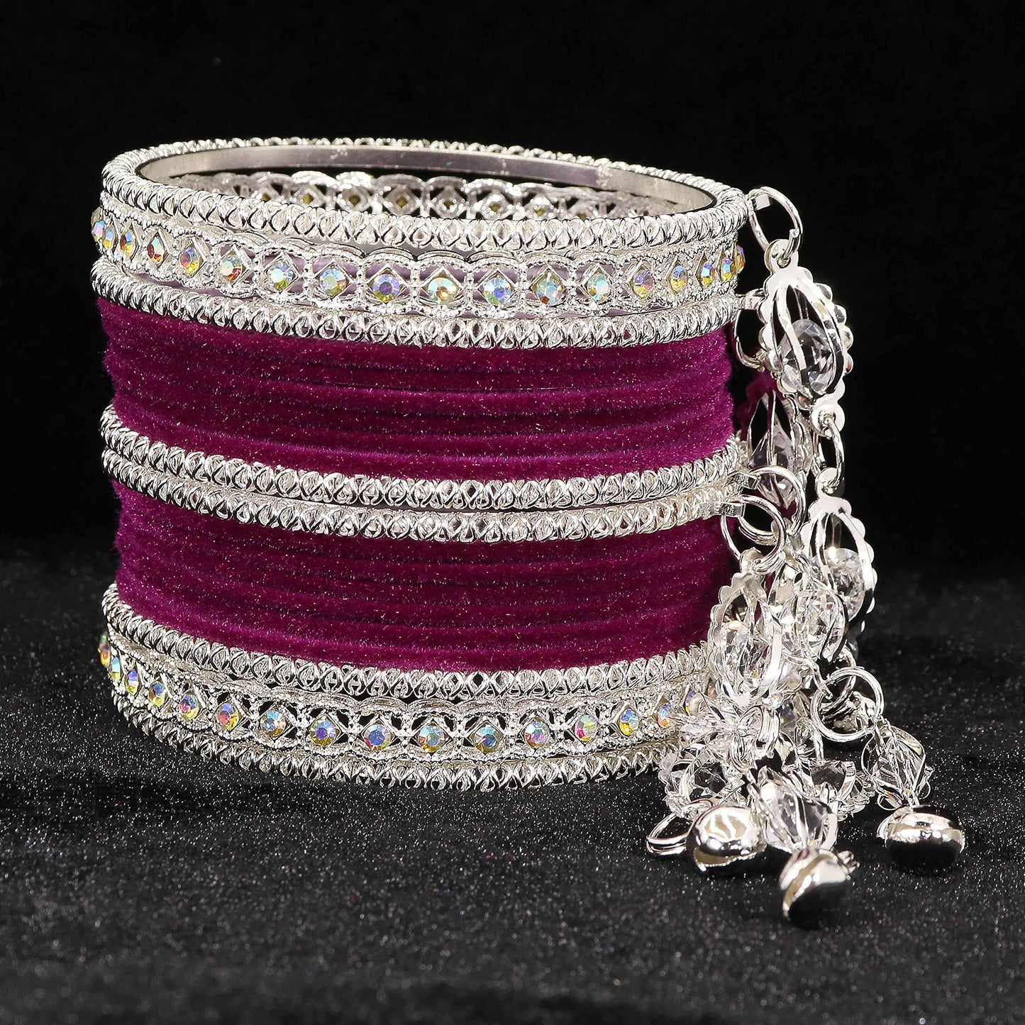 Elegant Velvet & Latkan Bangles – Festive Party Wear Collection -Pack of -40