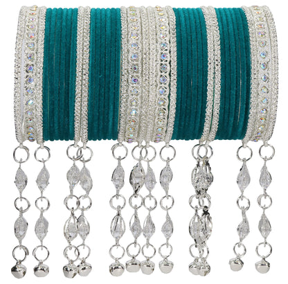 Elegant Velvet & Latkan Bangles – Festive Party Wear Collection -Pack of -40
