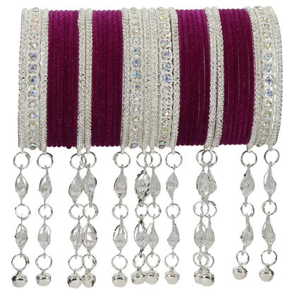 Elegant Velvet & Latkan Bangles – Festive Party Wear Collection -Pack of -40