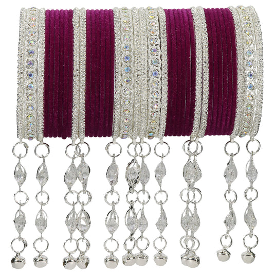 Elegant Velvet & Latkan Bangles – Festive Party Wear Collection -Pack of -40