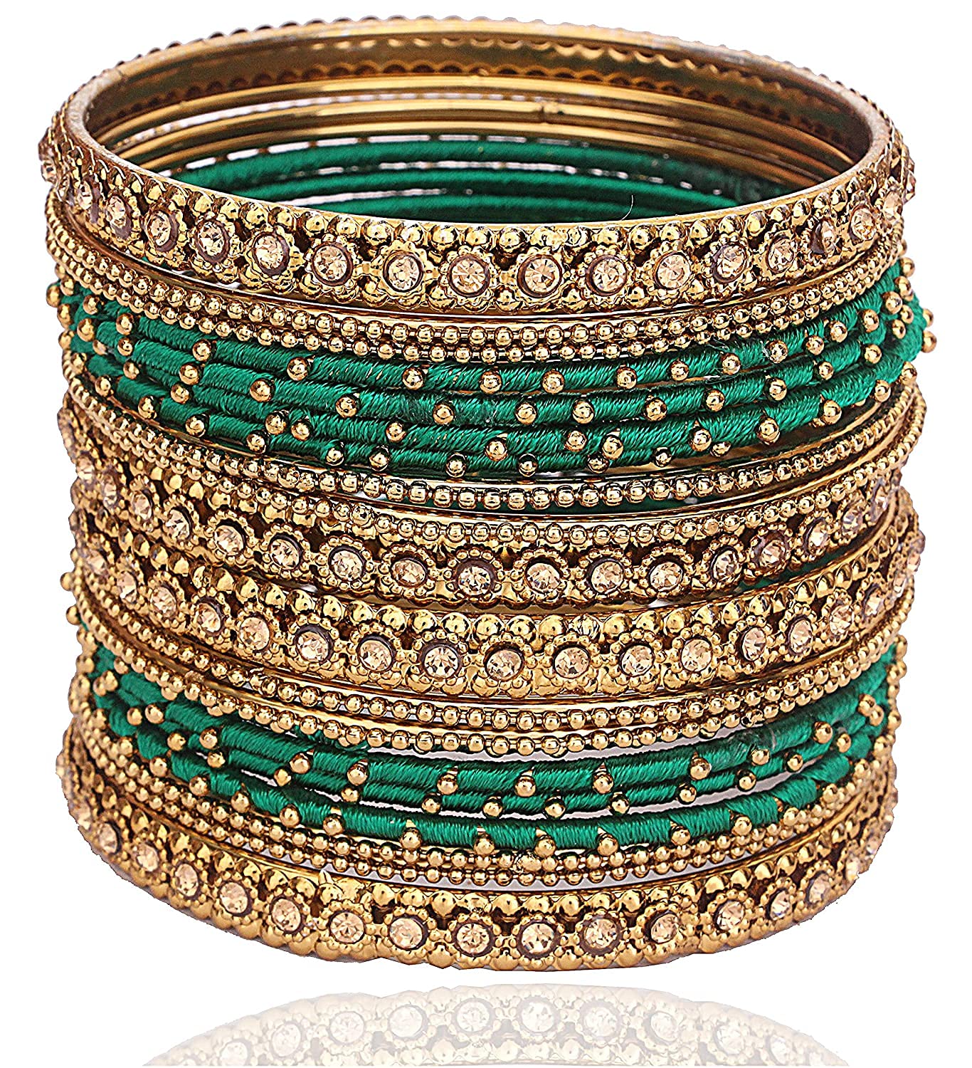 Green  Non-Precious Metal Designer Bangles  Traditional & Festive Wear | Pack of 20