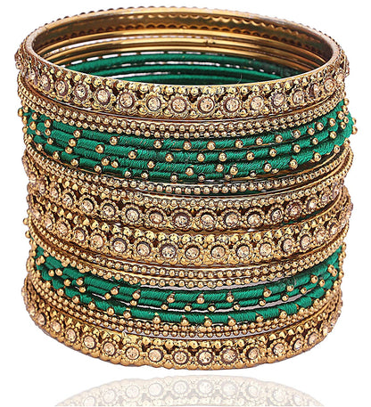 Green  Non-Precious Metal Designer Bangles  Traditional & Festive Wear | Pack of 20