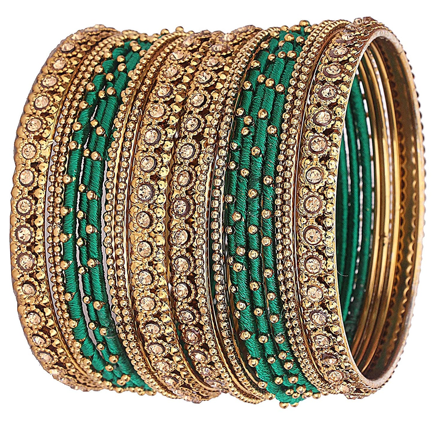 Green  Non-Precious Metal Designer Bangles  Traditional & Festive Wear | Pack of 20