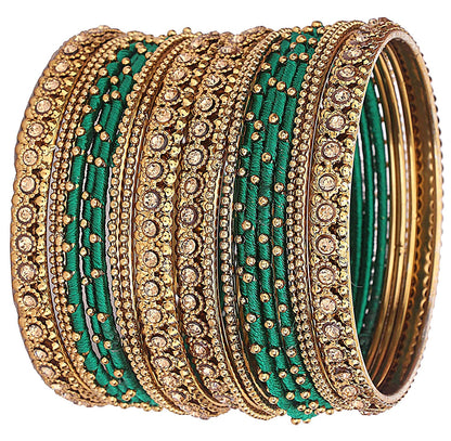 Green  Non-Precious Metal Designer Bangles  Traditional & Festive Wear | Pack of 20