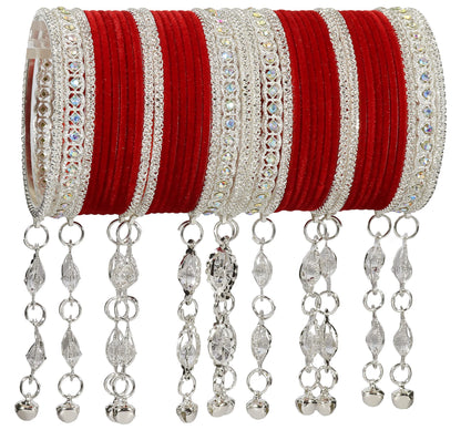 Elegant Velvet & Latkan Bangles – Festive Party Wear Collection -Pack of -40