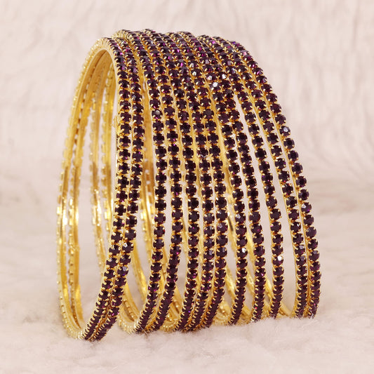 Premium Metal with Base Metal and Zircon Gemstone Studded Premium and Traditional Glossy Finished Sleek Bangle set for Women and Girls