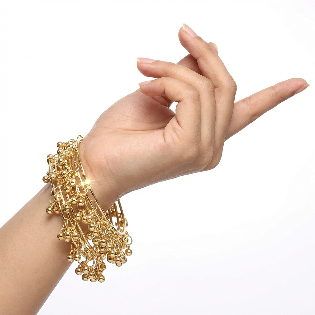 Set of 8 | Gold-Plated Ghungroo Jingle Bangles for Women | VIRAL Indian Jewelry