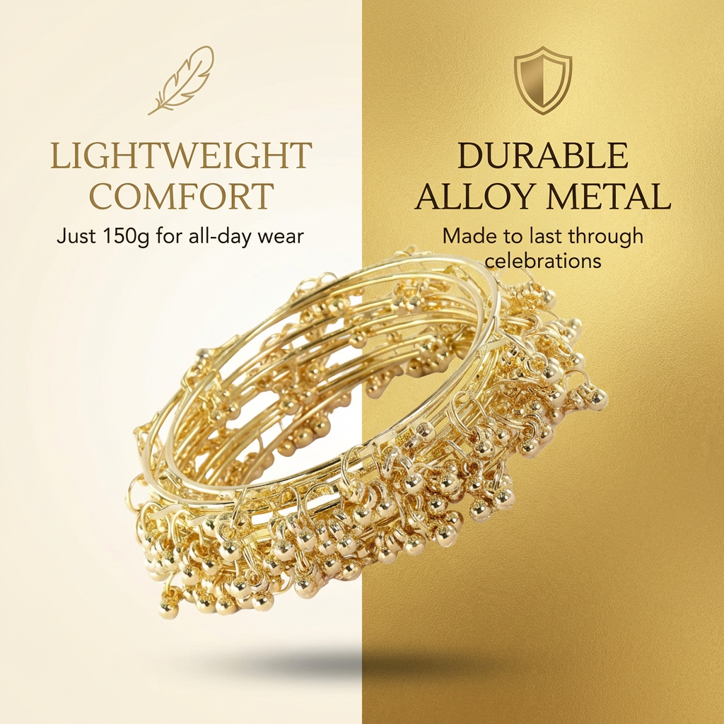Set of 8 | Gold-Plated Ghungroo Jingle Bangles for Women | VIRAL Indian Jewelry