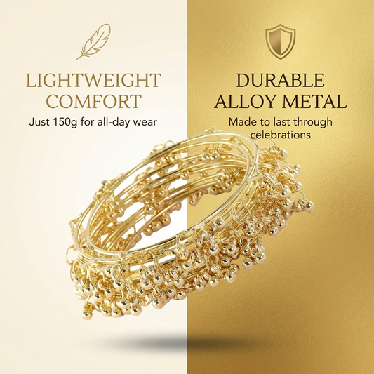 Set of 8 | Gold-Plated Ghungroo Jingle Bangles for Women | VIRAL Indian Jewelry