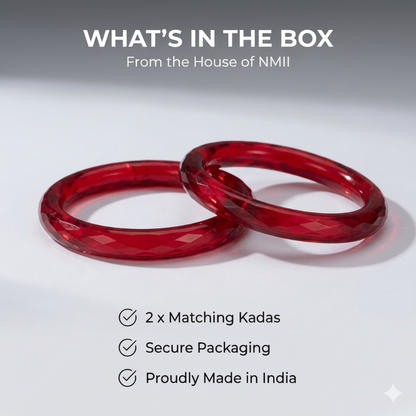 Festive Green Glass Bangles – Red Blossom and Gold Leaf Design-Pack Of 2 Kada