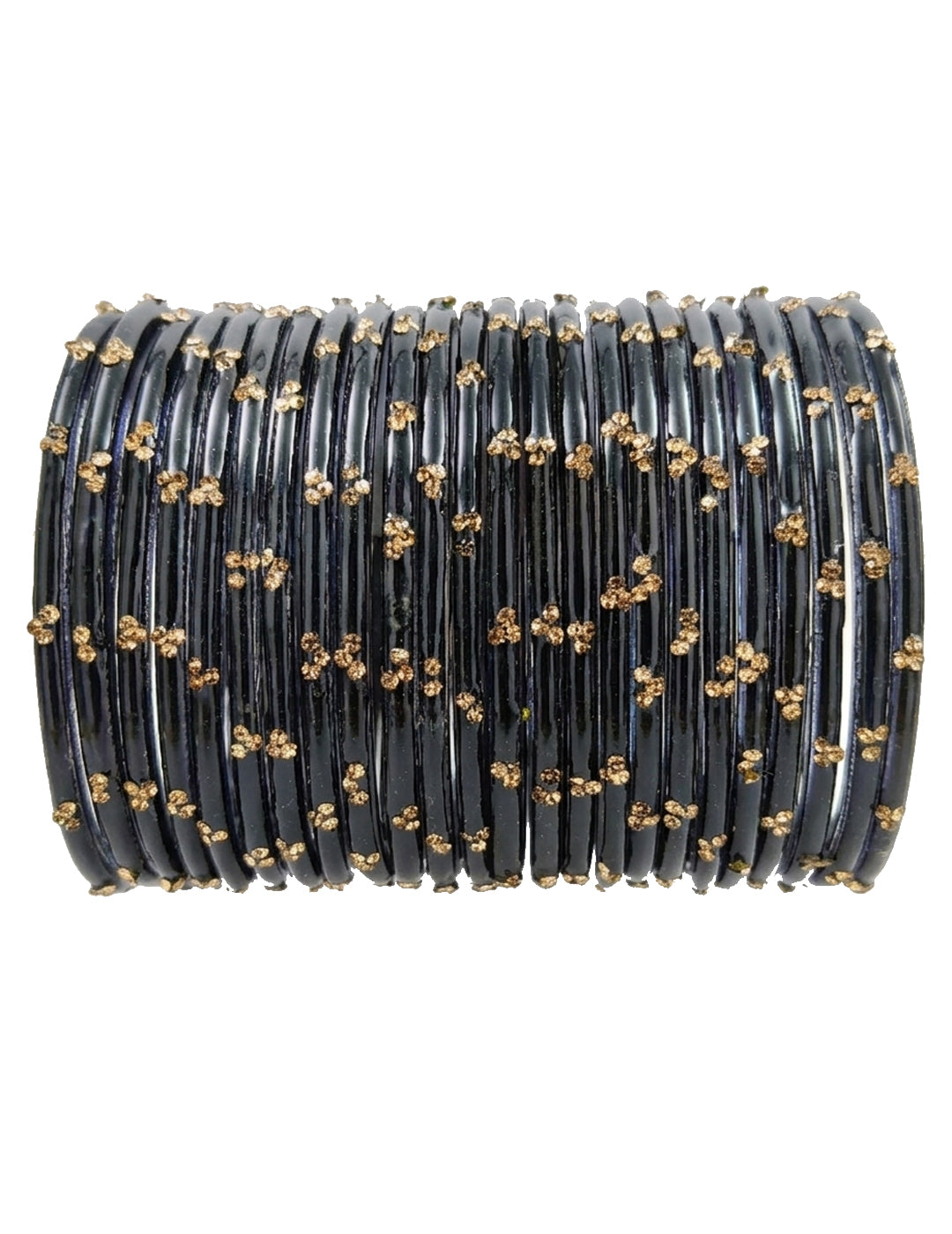 Traditional Black Stone Gold  Glossy Finish with Golden Stone Work Wear (Pack of 24)