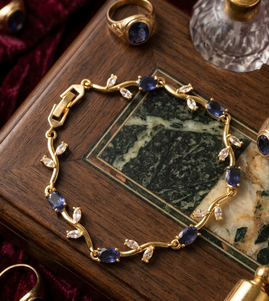 Elegant Gold-Toned Bracelet with Purple Stone & Zircon  Stylish Designer Chain Bracelet for Daily & Party Wear