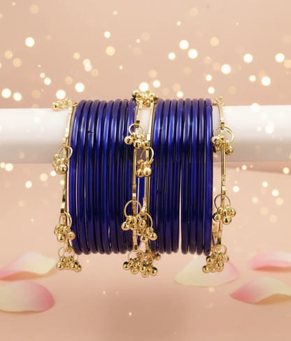 Trendy Kashmiri Bangles Set  Premium Glass Bangles Set with Ghungroo-Set Of 20