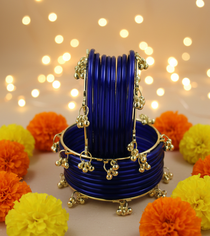 Trendy Kashmiri Bangles Set  Premium Glass Bangles Set with Ghungroo-Set Of 20