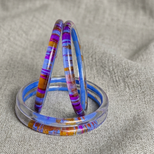 Trendy Glossy Glass Bangle Set For Women - Set Of 4