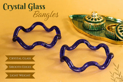 Stylish Zig Zag Crystal Glass Bangles Spiral Twisted Design Kada Set- 2