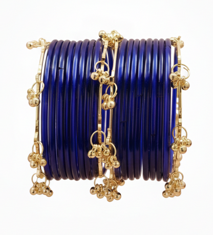 Trendy Kashmiri Bangles Set  Premium Glass Bangles Set with Ghungroo-Set Of 20