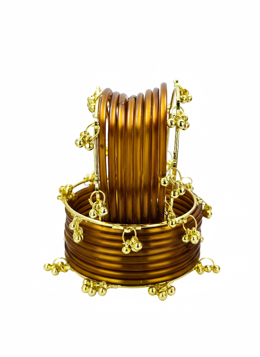 Trendy Ghungroo Glass Bangles Royal Blue Kashmiri Style Bangles | Pack of 20 with Golden Metal Charm
