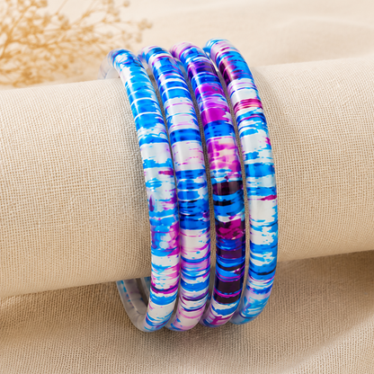 Trendy Glossy Glass Bangle Set For Women - Set Of 4