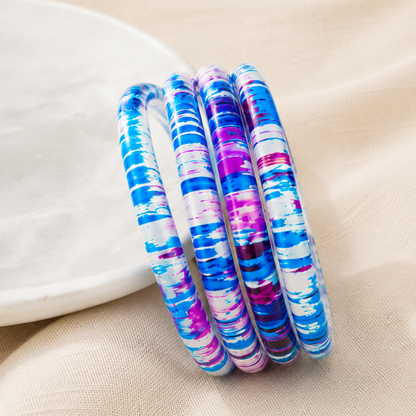 Trendy Glossy Glass Bangle Set For Women - Set Of 4