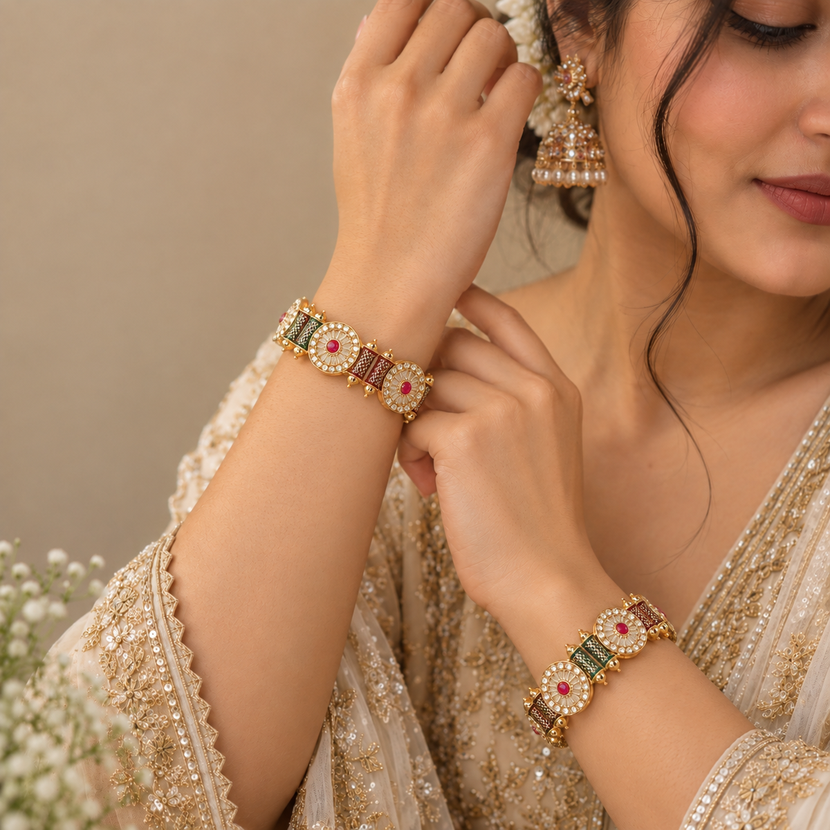 GoldMulti Plated Premium Designer Kada Set - Set Of 2
