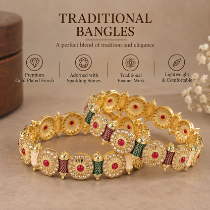 GoldMulti Plated Premium Designer Kada Set - Set Of 2