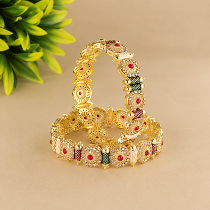 GoldMulti Plated Premium Designer Kada Set - Set Of 2