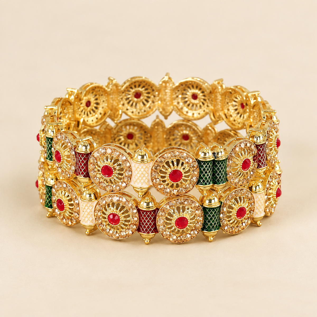 GoldMulti Plated Premium Designer Kada Set - Set Of 2
