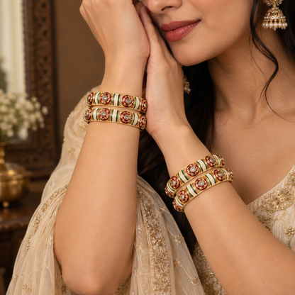 Gold Plated Premium Designer Bangles Set - Set Of 4