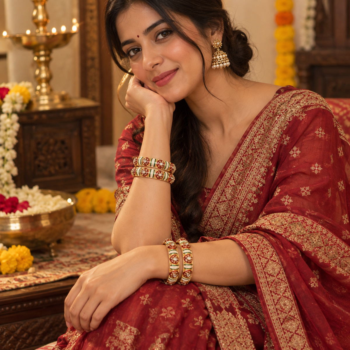 Gold Plated Premium Designer Bangles Set - Set Of 4