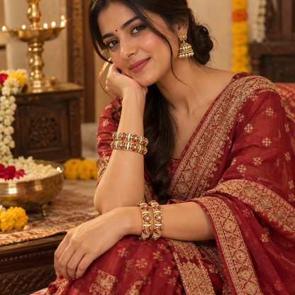 Gold Plated Premium Designer Bangles Set - Set Of 4