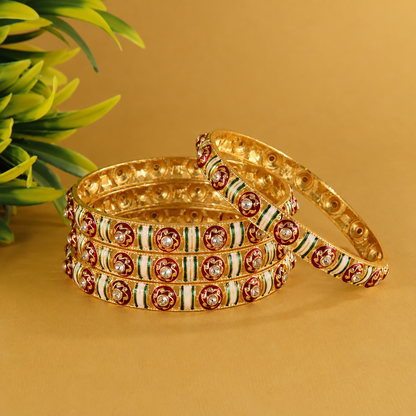 Gold Plated Premium Designer Bangles Set - Set Of 4