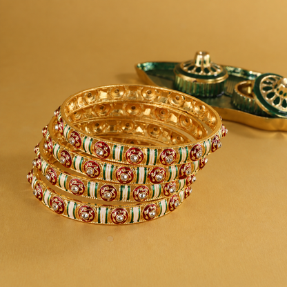Gold Plated Premium Designer Bangles Set - Set Of 4