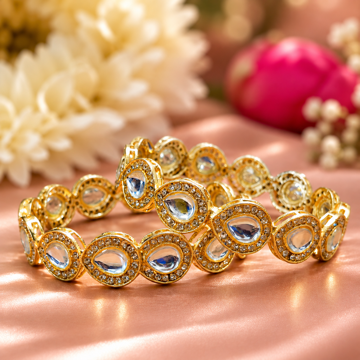 Gold Plated Premium Designer Kada Set - Set Of 2