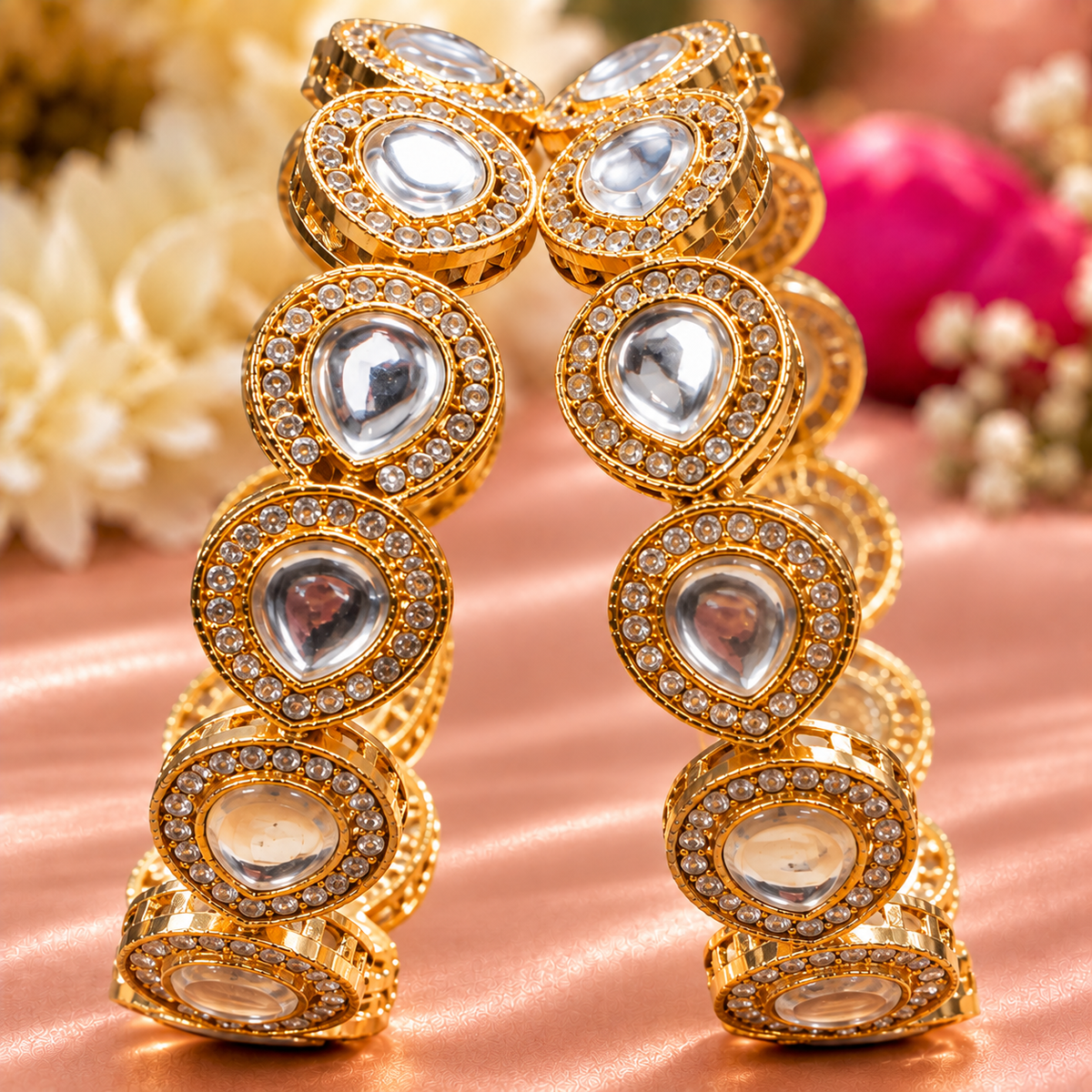 Gold Plated Premium Designer Kada Set - Set Of 2