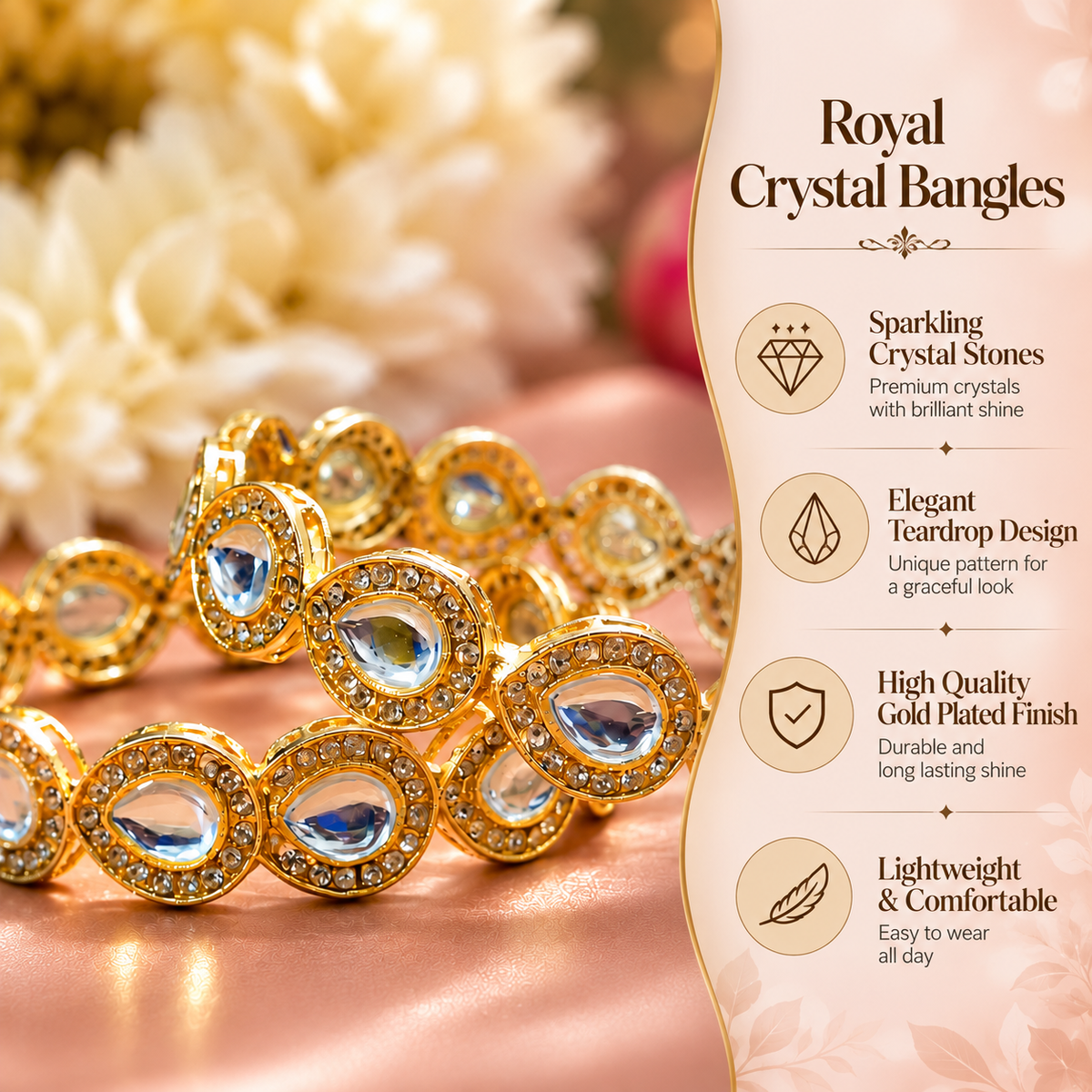 Gold Plated Premium Designer Kada Set - Set Of 2