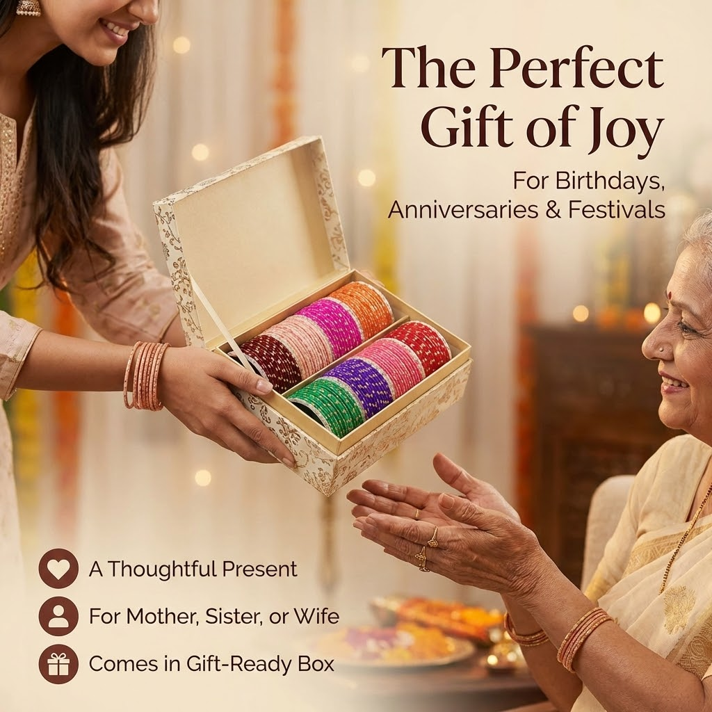 Glass Velvet Worked Polka Dot Glossy Finished Bangle– Pack of 106