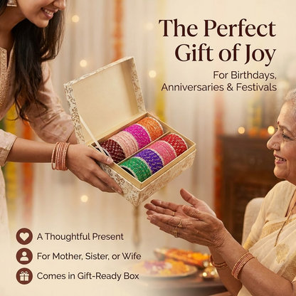 Glass Velvet Worked Polka Dot Glossy Finished Bangle– Pack of 106