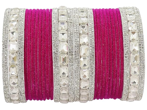 Classic Deep Pink Bridal Chura - Traditional Indian Wedding Bangles set of 2