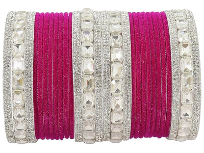 Classic Deep Pink Bridal Chura - Traditional Indian Wedding Bangles set of 2
