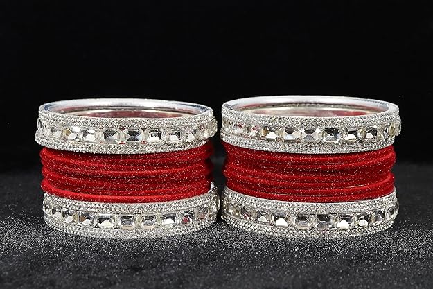 Classic RED Bridal Chura - Traditional Indian Wedding Bangles set of 2