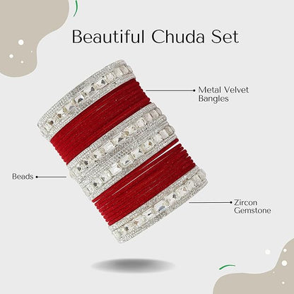 Classic RED Bridal Chura - Traditional Indian Wedding Bangles set of 2