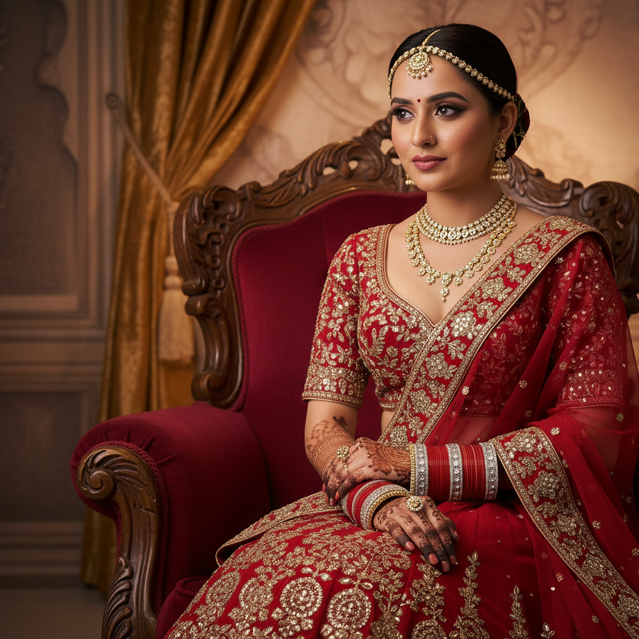 Red Bridal Chuda with Silver Stone Borders – Traditional & Elegant Set of 2