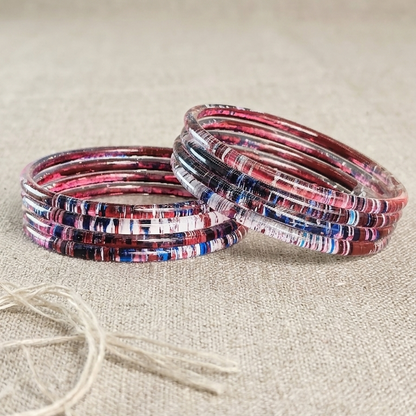 Glossy 3D Glass Bangle Set For Women - Set Of 8