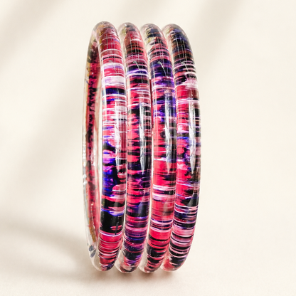 Trendy Glossy Glass Bangle Set For Women - Set Of 4