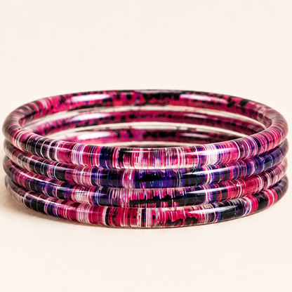 Trendy Glossy Glass Bangle Set For Women - Set Of 4