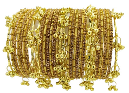 Traditional Cream Silk Thread Kashmiri Goti Metal Kangan for-Set of 32