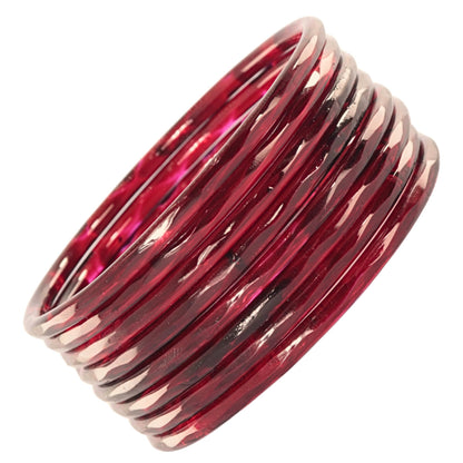 Jelly Bangle Glossy Glass Ruby DarkRed Bangles Set (Pack of 8) –Ethnic Jewellery